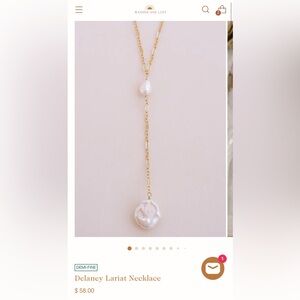 Delany Wander and Lust Lariat necklace gold pearl